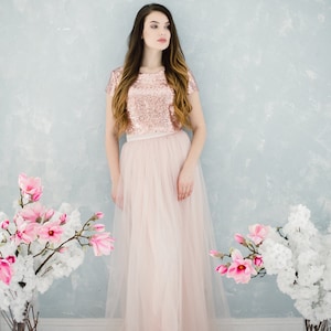 Blush Sequin Bridesmaids Tulle Dress for Bridesmaids in Rose - Etsy