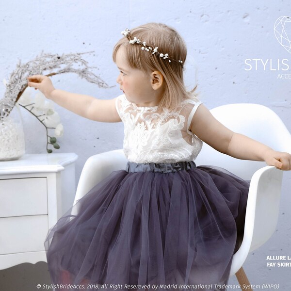 Blumenmädchen Kleid, Tüllspitze Kleid Allure Spitze, Baby Spitzen Top Ärmellos, Blumenmädchen Tüllkleider, spitze Blumenmädchen, ivory Blumenmädchen