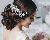 Wedding Pearl Hair Vine, Bridal Pearl Crystal Hair Vine, Bridal Pearl and Crystal Bohemian Hairpiece, Wedding Accessories