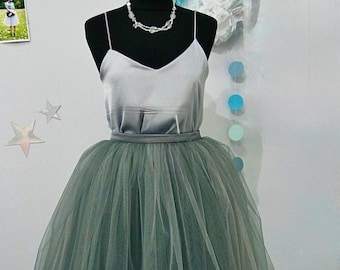 Storm Ombré Skirt Leaf Green 7 Layers Super Puff exclusive handmade layers, Prom Dress Tulle Skirt, Tulle St Patrick's Day Skirt