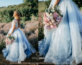 blue traditional wedding dress