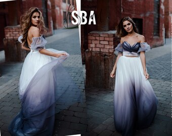 black white ombre wedding dress