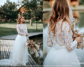 long sleeve bridal separates