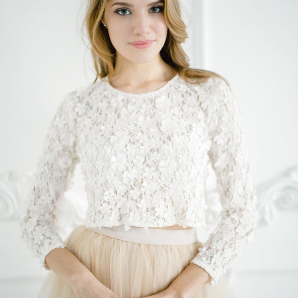 3D Floral Button-Down Top