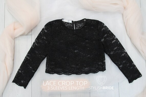 black lace evening top