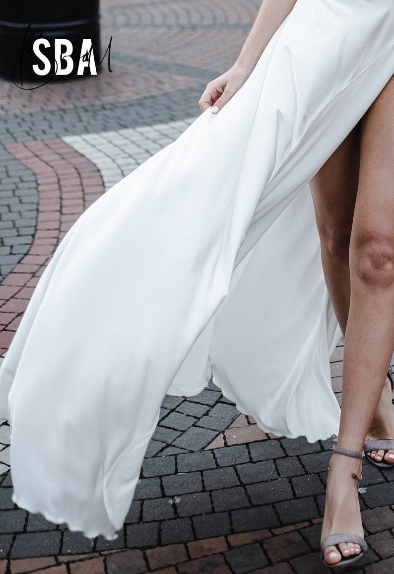 Bianca Silk Skirt With Slit Long Silk Skirt White Ivory image 4