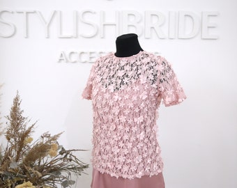 In Stock Size XS (bust 78cm/31in): Dark Blush Blossom Lace