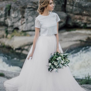 A-Line Ball Skirt and New Glitter Star Top, Sun Flare Tulle Bridal Dress, Bridal Trendy Tulle Skirt, Prom Glitter Tulle Dress Plus Size