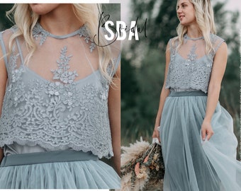 Grey Lace Top - Etsy