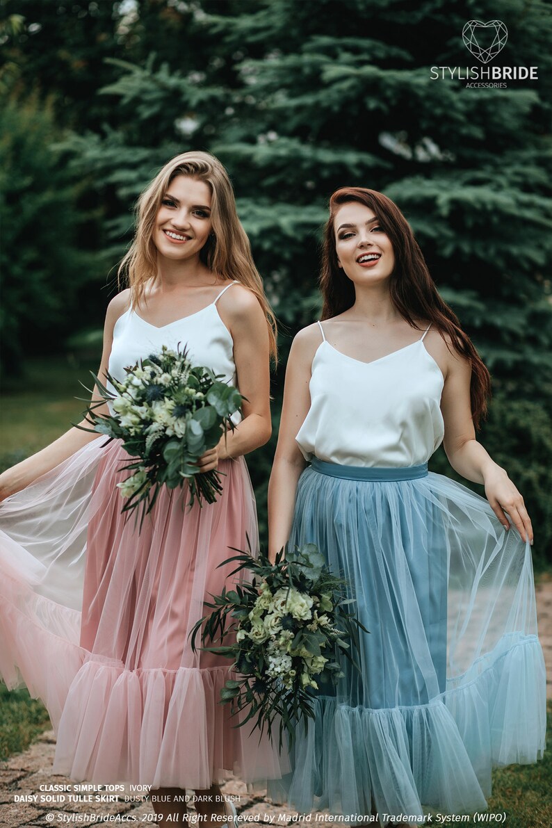 Frill Tulle daisy Bridesmaid Skirts and Silk Satin | Etsy