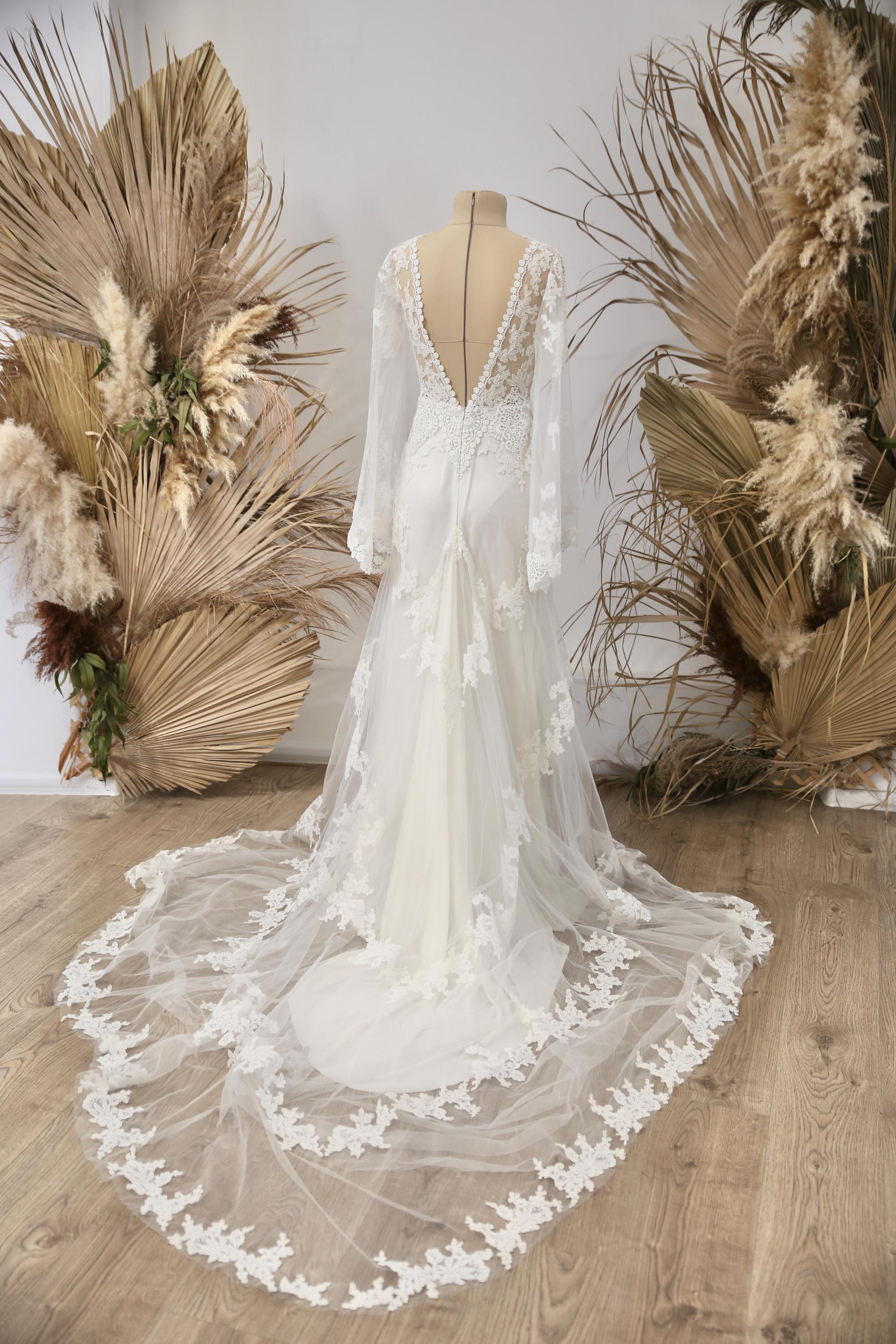 Macrame Lace Wedding Dress: Boho Mermaid Style, Open Back - Xs, image size:2000x3000