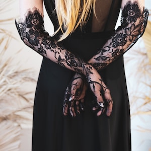 New Сhristmas Gloves Gift! Lace Handmade Gloves for Formal or Event Party,Black Evening Gloves, ElegantLace Gloves l Bridal Lace Gloves