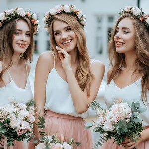 Simple Bridesmaids Separates: Silk Classic Cami Top and Waterfall Floor Length Tulle Skirt, available in Plus Size image 5