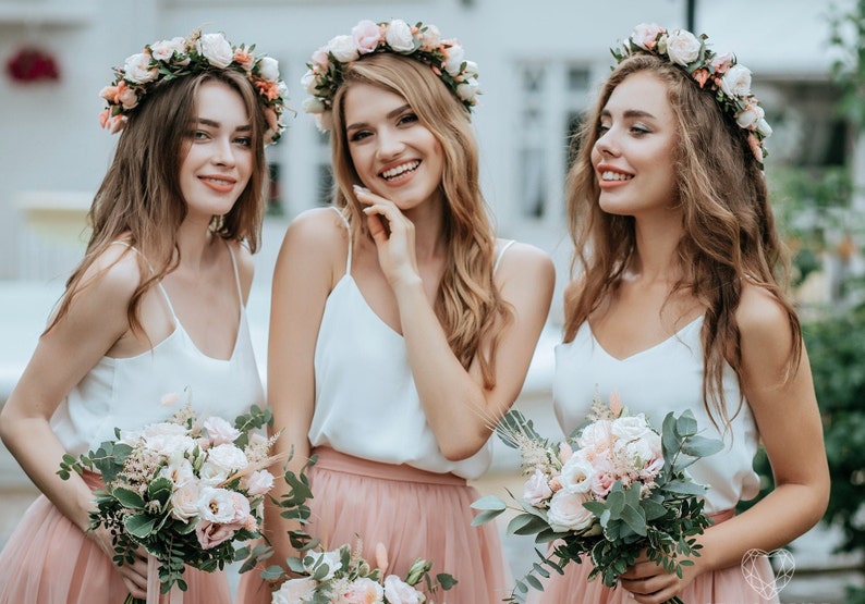 Simple Bridesmaids Separates: Silk Classic Cami Top and Waterfall Floor Length Tulle Skirt, available in Plus Size image 5