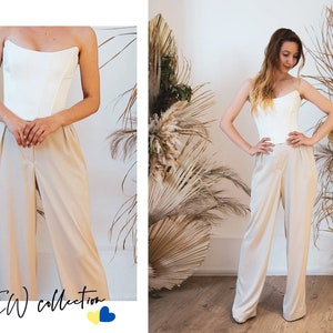 New collection! Loose stylish wedding silk satin pants and trendy sharp-edged bridal corset | Esme corset + Calista pants