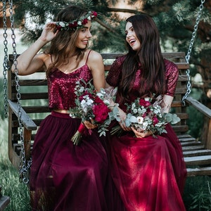 Wine Tulle Bridesmaid Separates: Wine and Mulberry Waterfall - Etsy