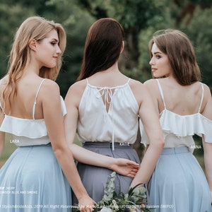 Silk Bridesmaid Tops: Lara Ruffle Sides/Anna Transformer and Katie Thin Straps available in Plus Sizes image 3