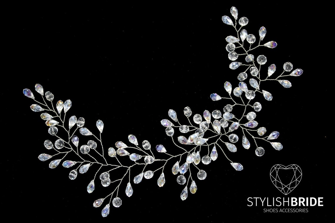 Bridal Crystal Hair Vine Wedding Pearl Crystal Hair Vine Etsy