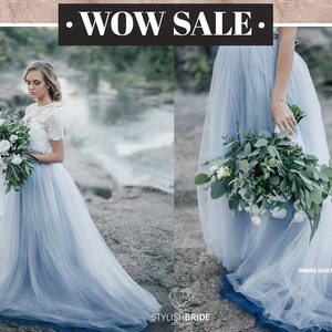 light blue ombre wedding dress