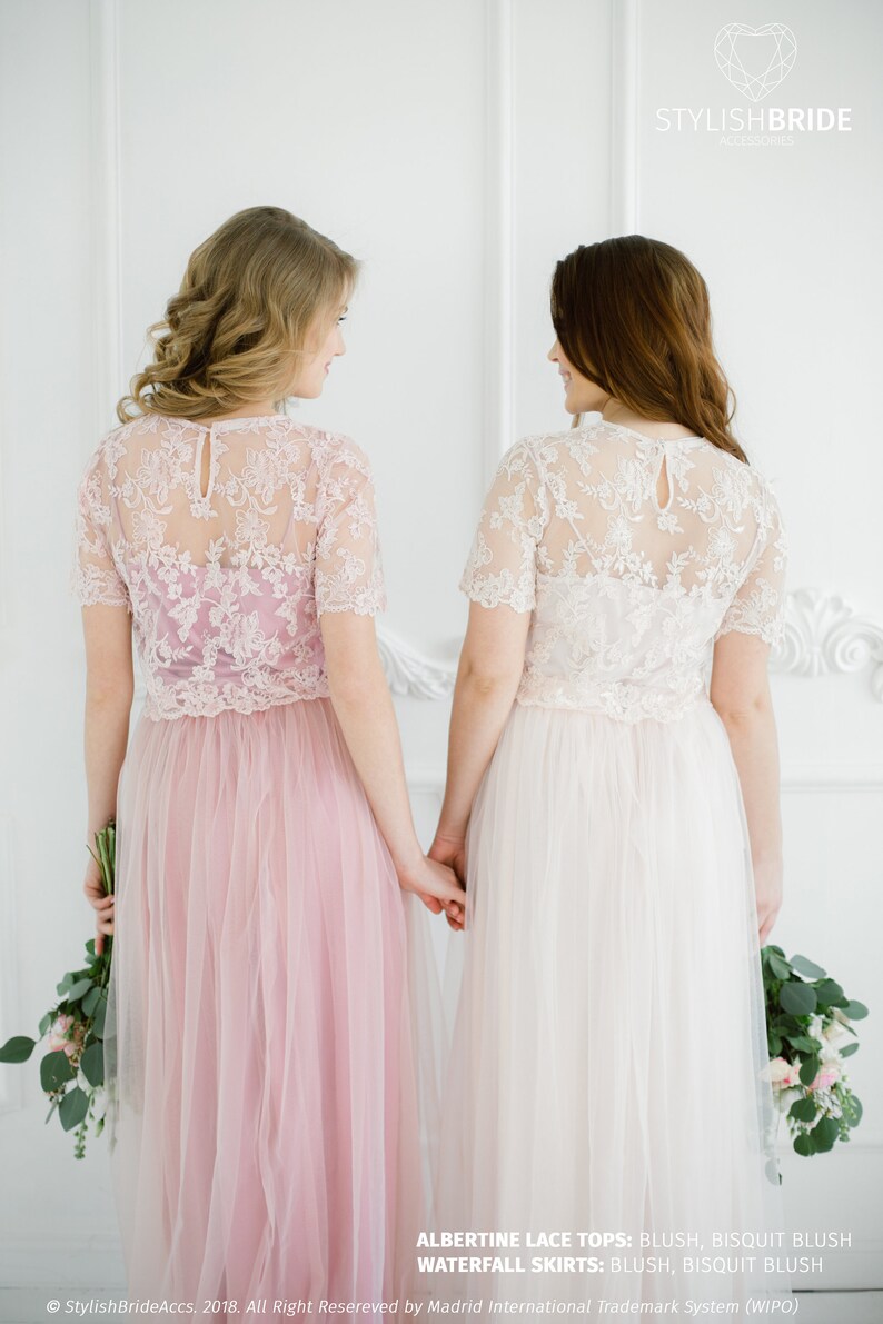 Albertine Lace Tulle Dress in Blushes Long Blush Bridesmaids Etsy
