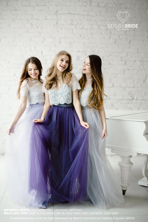 grey purple bridesmaid dress