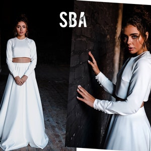 Cold-weather Bridal Dress, /Michaela/ Jersey Wedding Separates, Warm Wedding Skirt,  Chill Wedding Dress, Simple Winter Dress -2024