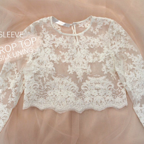 Belle Lace Crop Top Long Sleeves White Lace Crop Top Tops 002 - Etsy