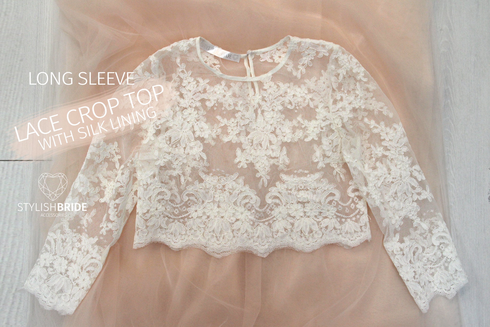 long sleeve white lace top
