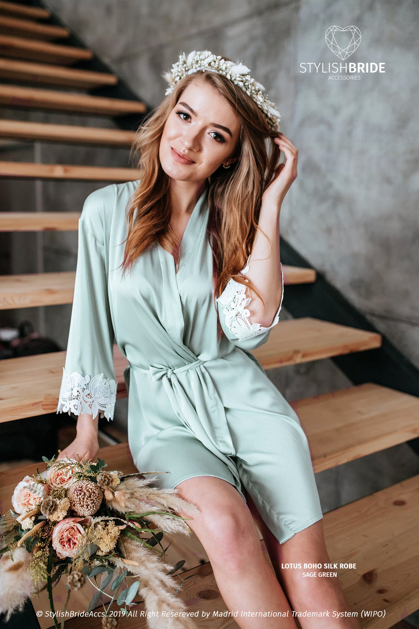 Sage Green LIMITED Silk Bridal Robe /LOTUS/ Lux Silk Etsy