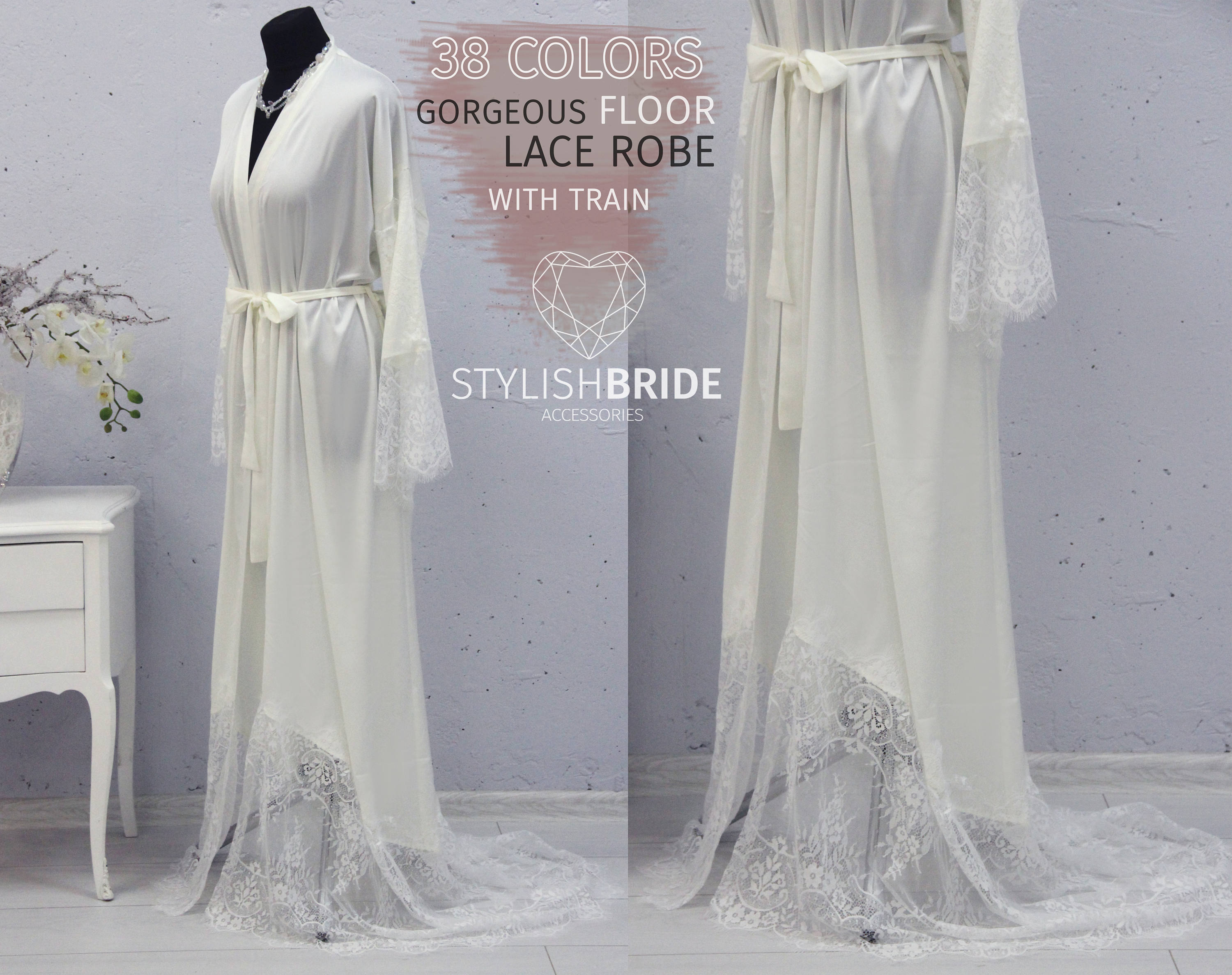 long silk robe with train