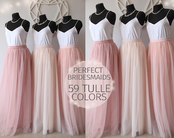 Bridesmaids Dress Tulle Skirt Long Floor Length Women's Tulle Skirt Women Tulle Skirt Wedding Long Blush Pink Ivory Tulle Dress