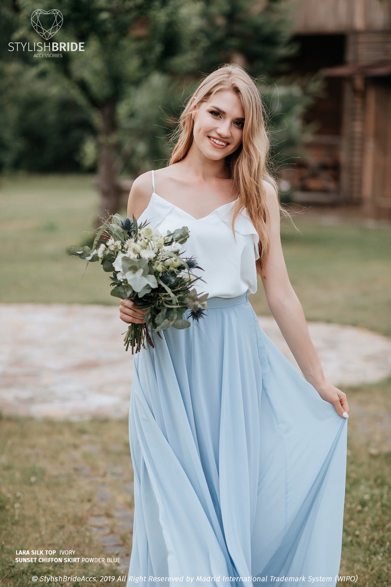 Silk Bridesmaid Tops: Lara Ruffle Sides/Anna Transformer and Katie Thin Straps available in Plus Sizes image 6