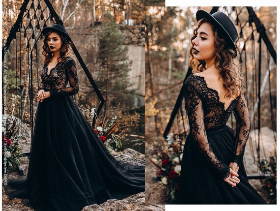 Aster Black Boho Wedding Dress Black Separates Two Pieces - Etsy