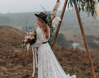 Bohemian Glitter Wedding Dress - Floral Reflective Boho