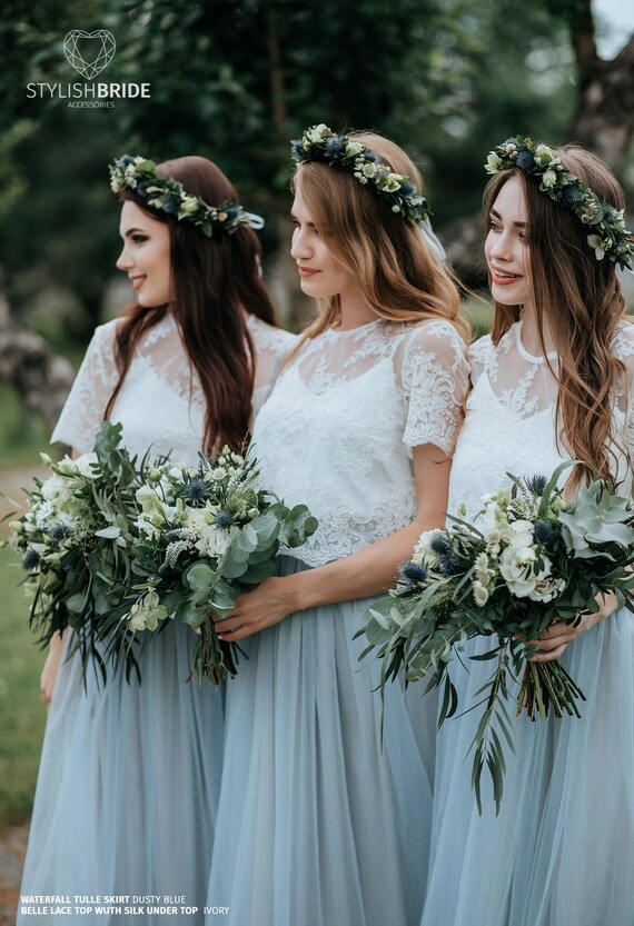 Lace crop hotsell top bridesmaid