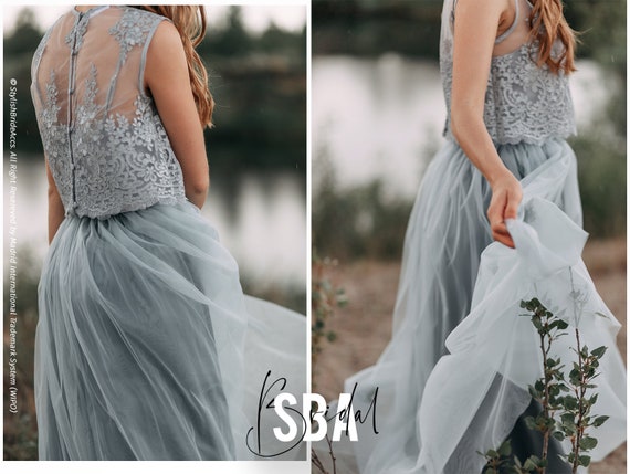 Dusty Blue One Shoulder Bridesmaid Dresses Mermaid Wedding Guest Dress –  MyChicDress