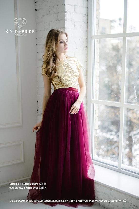 gold sequin tulle dress