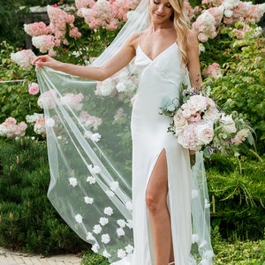 Elegance: Hi-Quality Bridal Silk Satin Slip Dress with Deep V Open Back and Train, Ivory Slip Wedding Dress by Stylishbrideaccs image 7