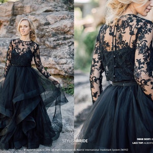 black long sleeve wedding dress