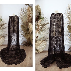 Black lace bridal cape from Chantilly lace | Stephanie custom lace coverup