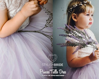 Lavender Storm Flower Girl Dress Ombre, Tulle Lace Dress from Mary Lace, Light Purple Baby Lace Top Sleeveless, Flower Girl Tulle Dresses