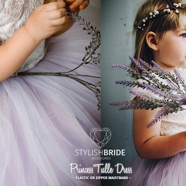 Lavender Storm Blumenmädchen Kleid Ombre, Tüllspitze Kleid aus Mary Lace, Hell Lila Baby Spitze Ärmellos, Blumenmädchen Tüllkleider