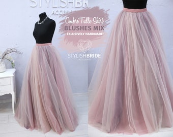 Blush & Blackberry Ball Ombre Super Lush Wedding Tulle Skirt,  Engagement Blush Ombre Skirt, Ball Sun flare Skirt