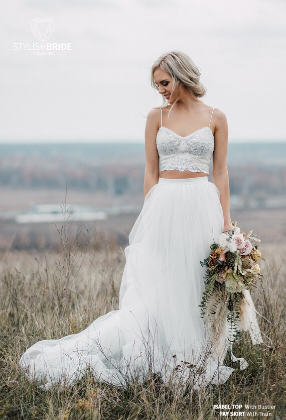 Boho Bridal Separates Isabel Boho Wedding Dress With Spaghetti