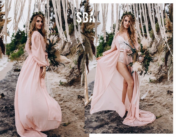pink dress beach wedding