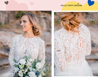 Alice Lux Lace Top Wedding, New collection Lace crop top Ivory or White, Lace Prom Tops, Bridal Lace Crop Top Plus Size