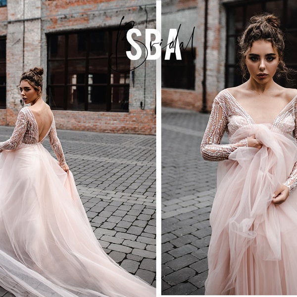 Blush Wedding Dress Etsy