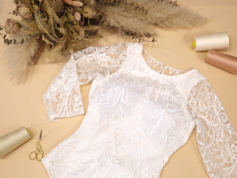 ready to ship #1714 Open Buttoned Back Boho Bodysuit Lace Backless Bridal Bodysuit In stock Size XS: Alice Lux Lace Bodysuit