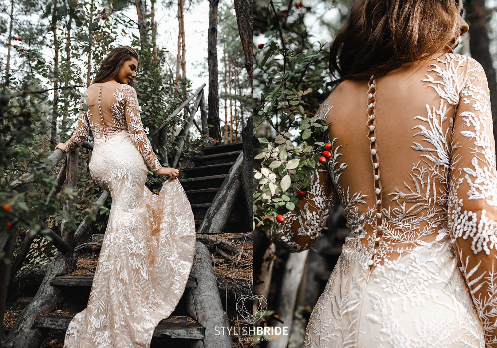 bohemian forest wedding gown