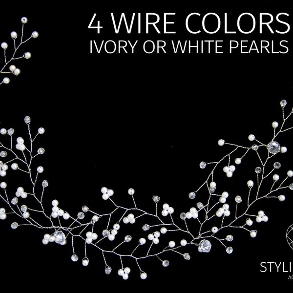 Wedding Hair Vine, Trendy Simple Hair Vine, Pearl Hair Accessories, Engagement Hairpiece, Prom Bridal Hair Vine